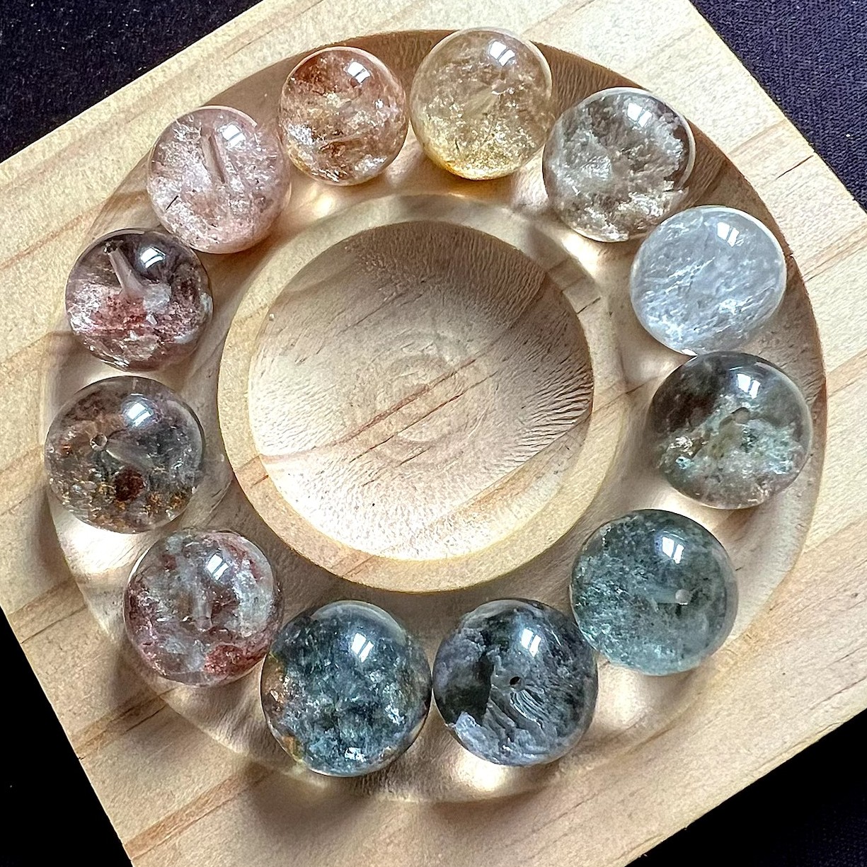 天然单珠特级金发晶黄水晶紫水晶绿幽灵单珠绿幽灵散珠多样性发货