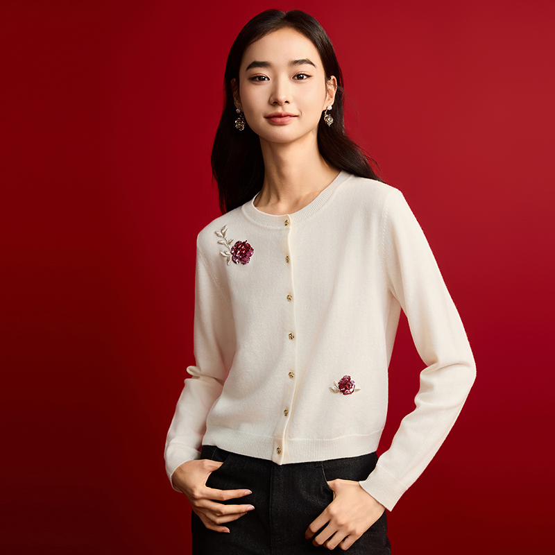 【玫瑰星河衫】羊毛针织开衫毛衣外套DOUBLOVE贝爱2025春季新款