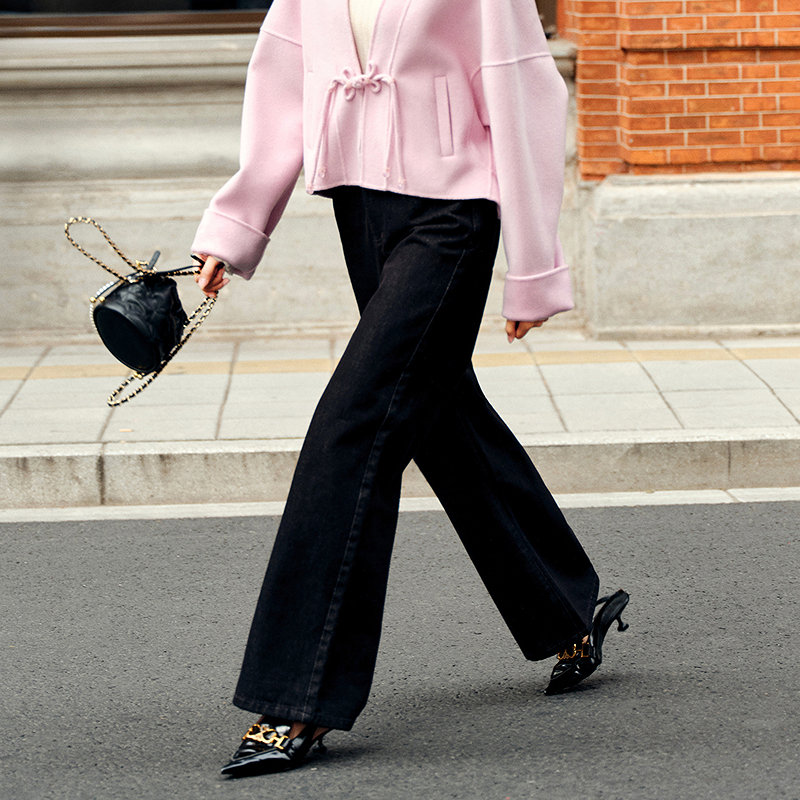 【新中式单宁】复古直筒牛仔裤显瘦阔腿裤DOUBLOVE贝爱25春季新款