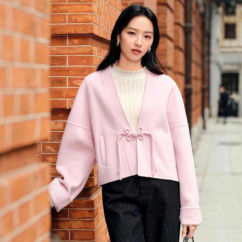 【俏皮新中式】羊毛双面呢外套短大衣含羊绒DOUBLOVE贝爱25春新款