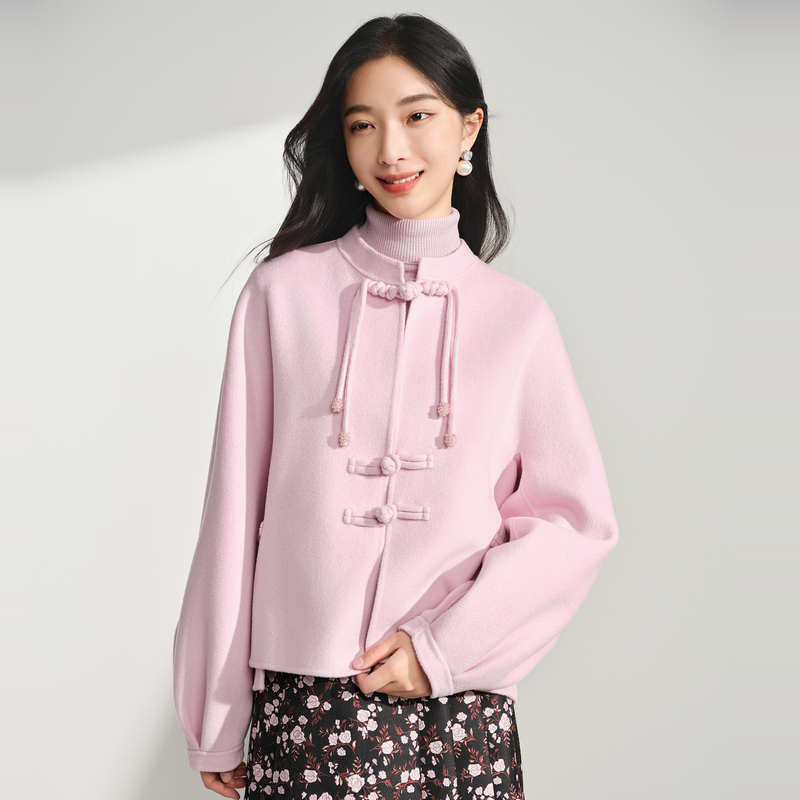 【轻暖国风】绵羊毛双面呢短大衣甜美含羊绒DOUBLOVE贝爱2024冬新款