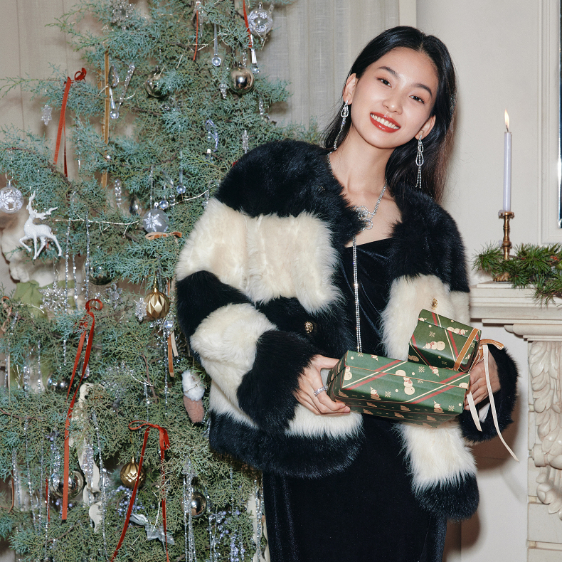 【鎏金派对】千金风小香风绵羊毛皮草圆领马甲外套贝爱秋冬款