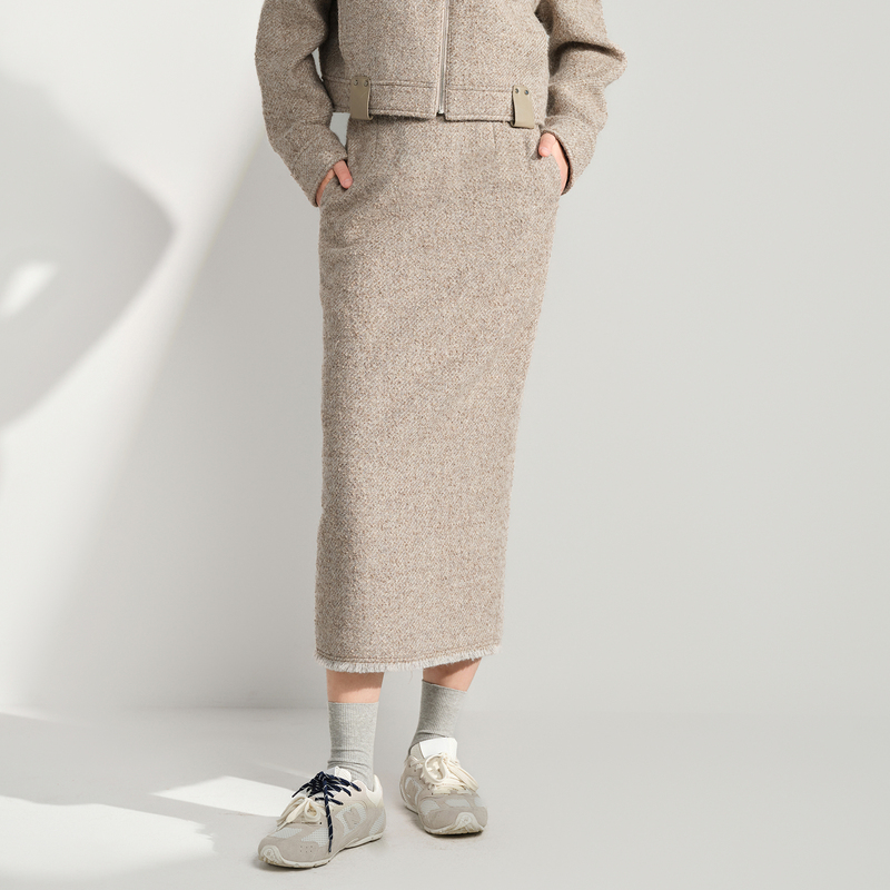 【臻奢羊驼毛】直筒秋冬半身裙优雅中长裙含羊毛DOUBLOVE贝爱