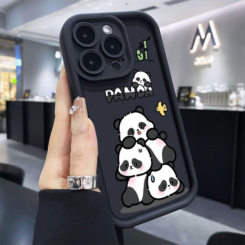 叠叠熊猫适用苹果15手机壳iPhone14plus卡通13/12新款11Pro可爱xr