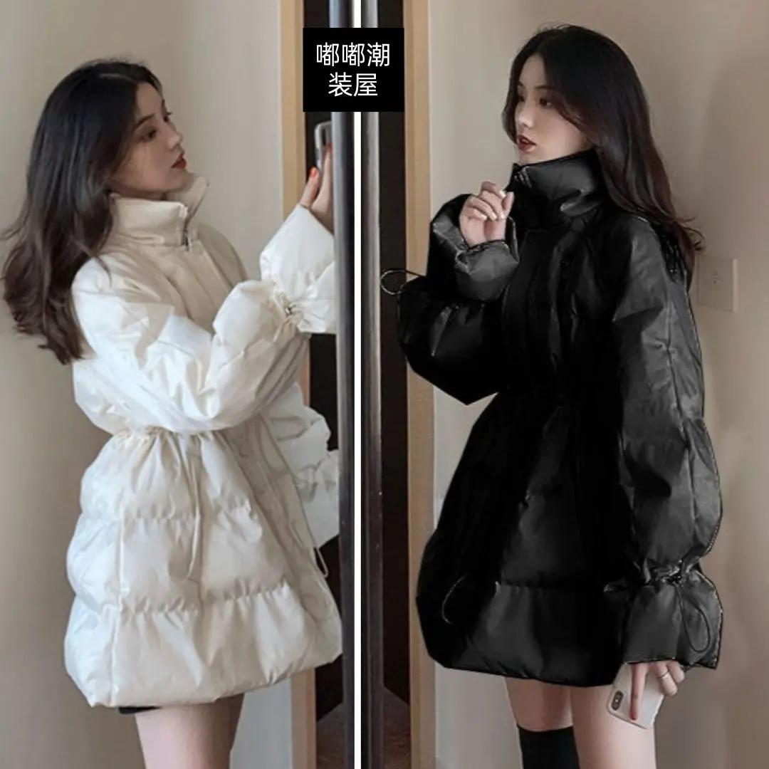 白鸭绒羽绒服冬季新款抽绳洋气显瘦立领珠光亮丝面料柔软舒服现款