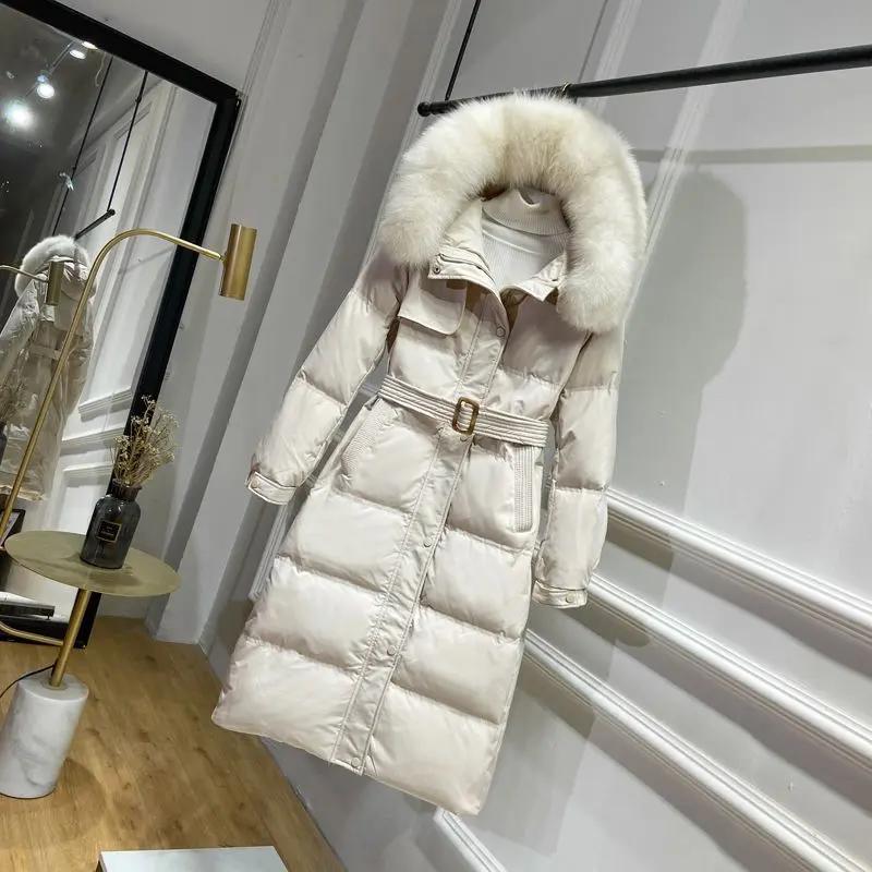爆款90白绒羽绒服女中长款2023款反季清仓修身显瘦小个