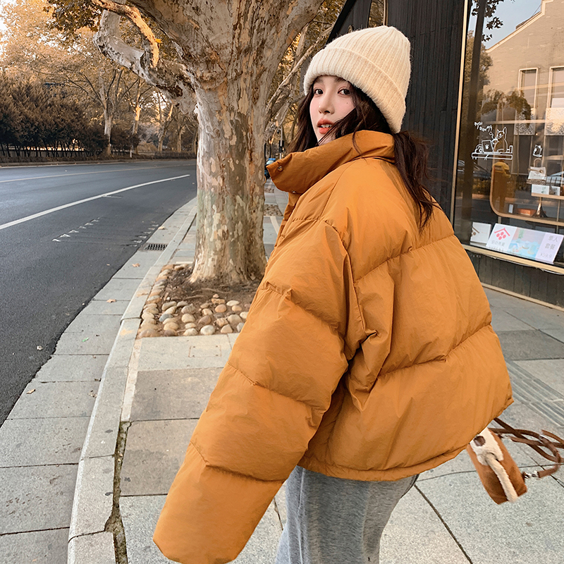 橘色小个子短款羽绒服女2024年冬季新款高级感90白鸭绒保暖面包服