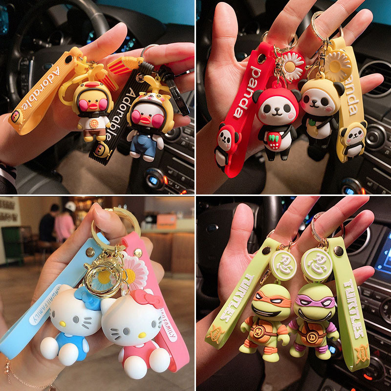 创意太空企鹅卡通钥匙扣挂件可爱包包公仔玩偶钥匙链圈挂饰小礼品