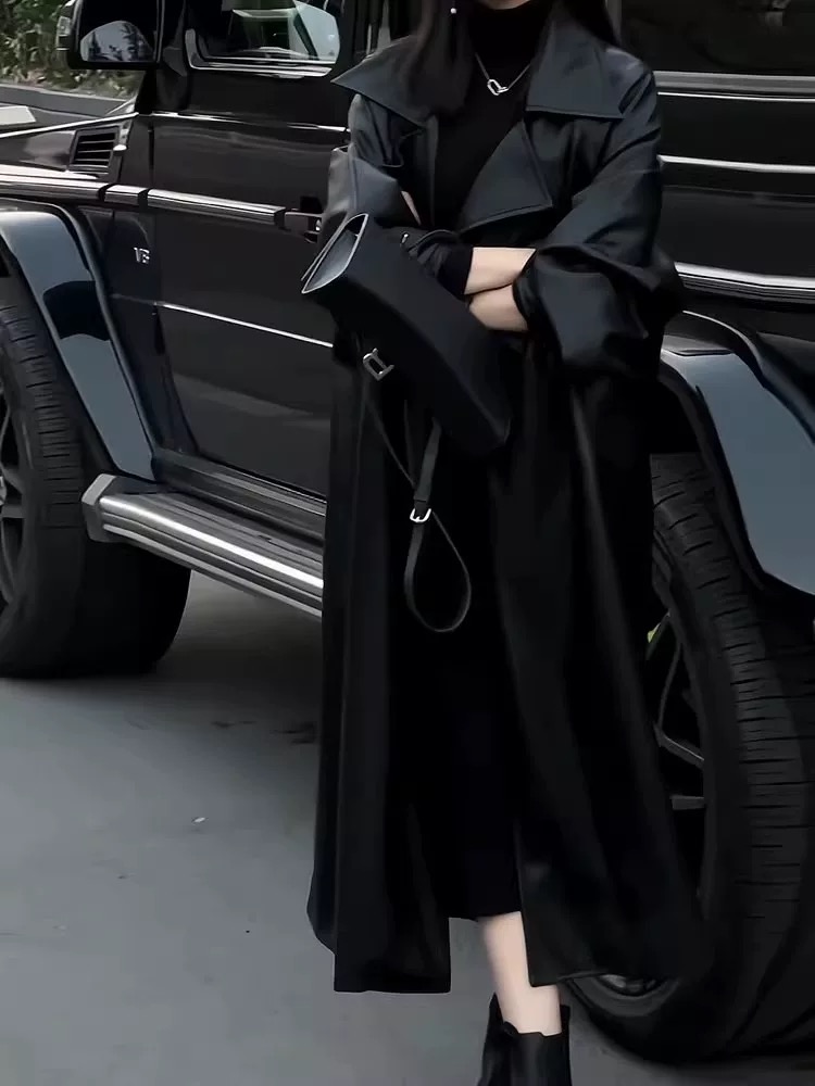 GINA中长款时尚气质网红百搭大衣外套显瘦黑色休闲宽松风衣秋冬