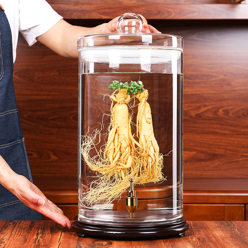 大口径泡酒玻璃瓶高档硅胶密封罐透明泡人参牛大力专用酒缸大号