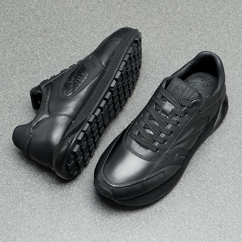 欧洲站男鞋2024新款潮鞋男款休闲黑色男鞋百搭时尚黑武士男士鞋子