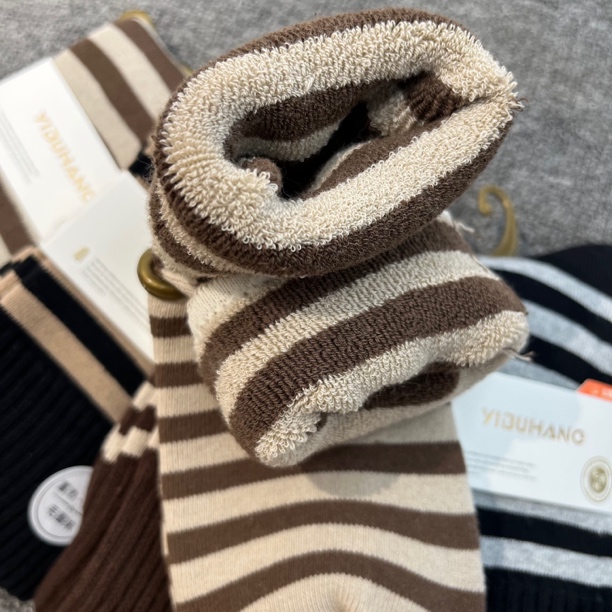 5双 冬季女生精梳棉毛圈袜蓄热保暖毛巾袜