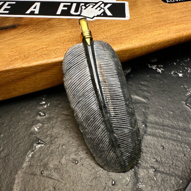 “路西法”Lucifer 黑乌鸡18k羽毛吊坠 天然缅甸翡翠 贡山商店