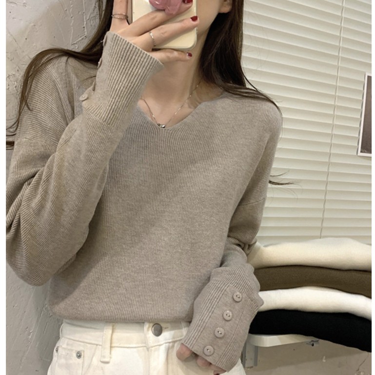 v领打底衫女春秋长袖温柔毛衣2023新款设计感小众内搭针织衫上衣