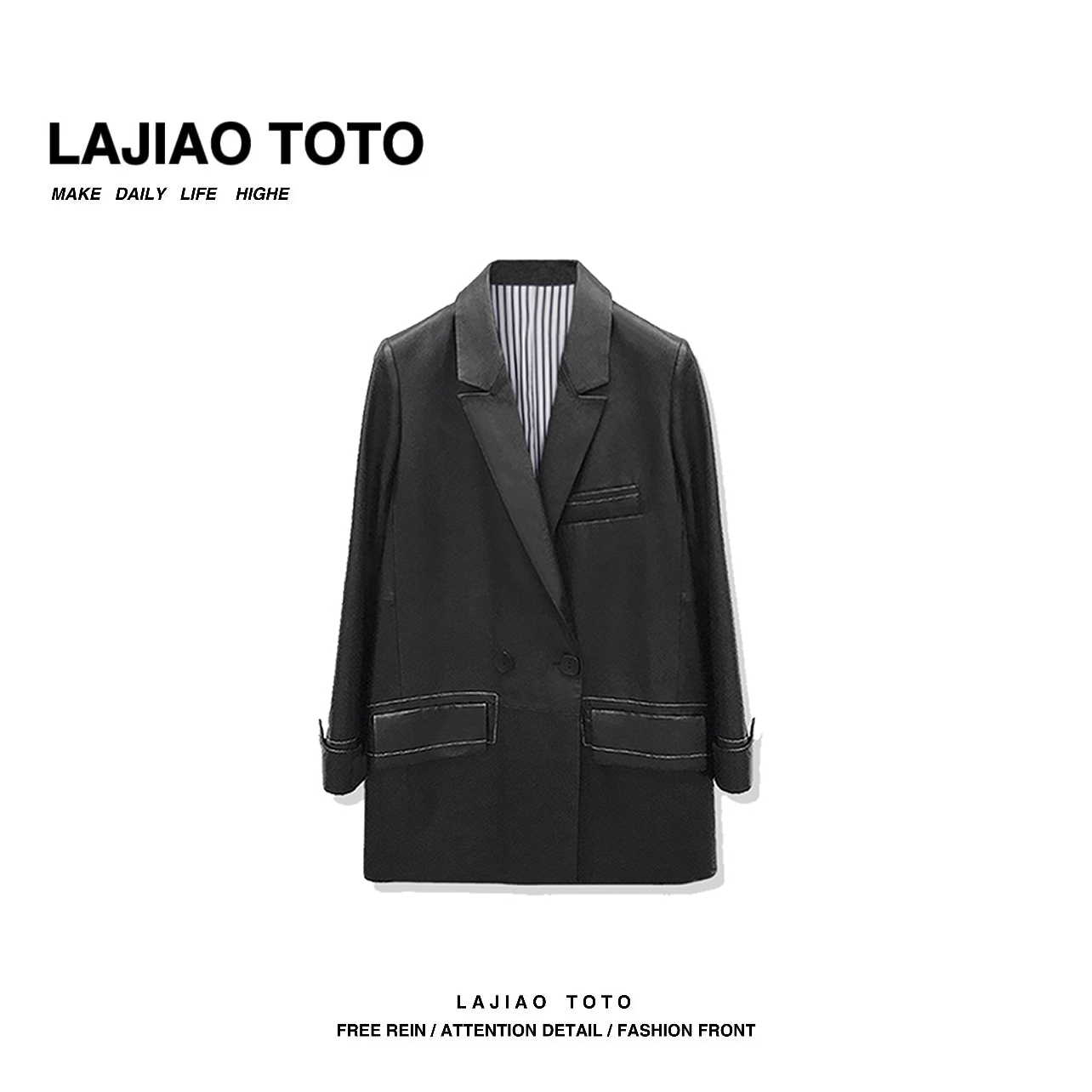 LAJIAO TOTO【华尔兹之舞】休闲透气时尚白线百搭短款女外套#23901