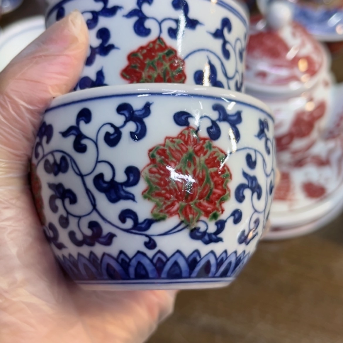 【闪购商品】景德镇陶瓷青花釉里红落**阳