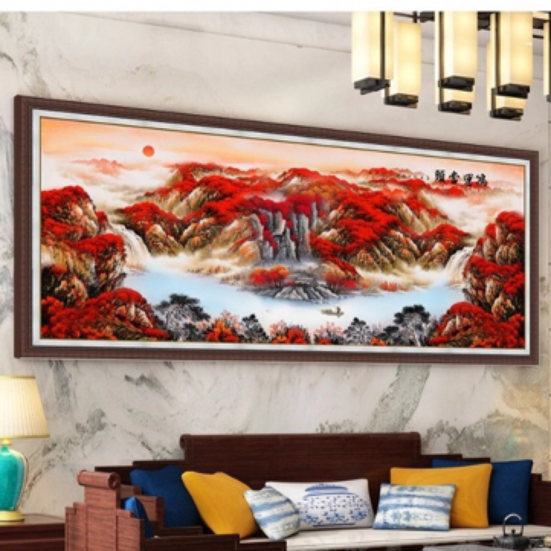 2.2大纯手工绣好十字绣成品2140鸿运当头客厅挂画