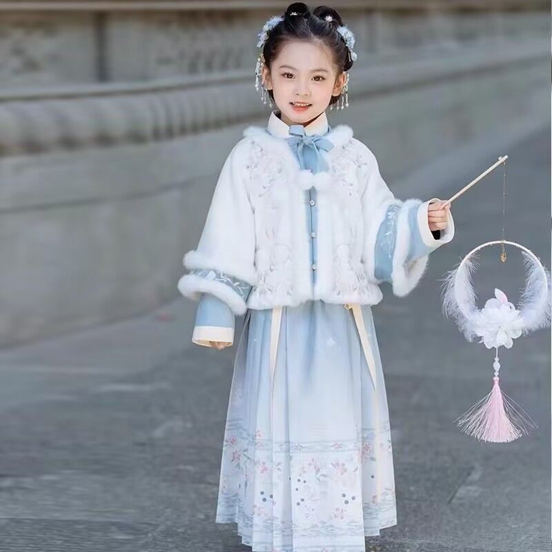 女童秋冬款加绒拜年服冬款加厚中国风宝宝古装唐装马面裙冬季新款