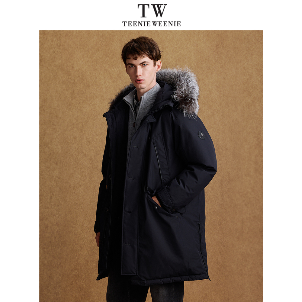 Teenie Weenie Men男装冬季连帽毛领鹅绒舒适外套TNJD244VB3D