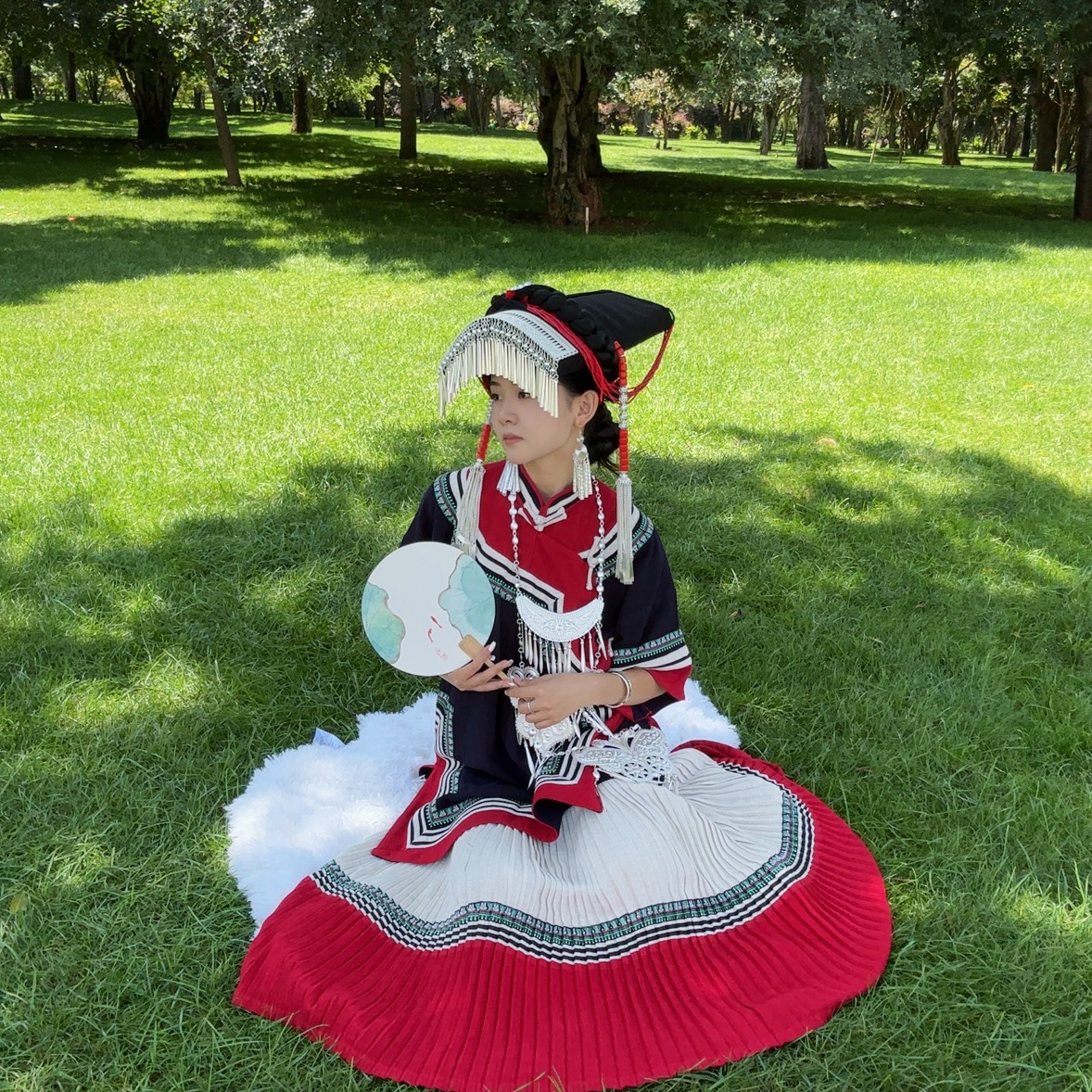 李小彝 民族服装夏季藏青色短袖清凉时尚女套装民族风