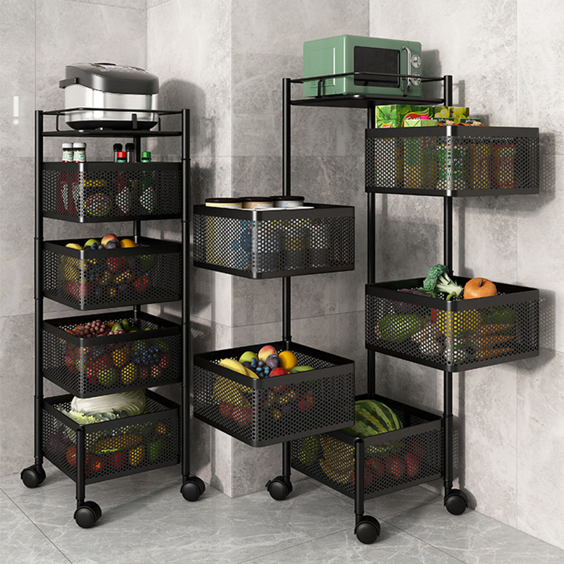 厨房置物架落地可旋转收纳架多功能果蔬放置架多层小推车零食架子