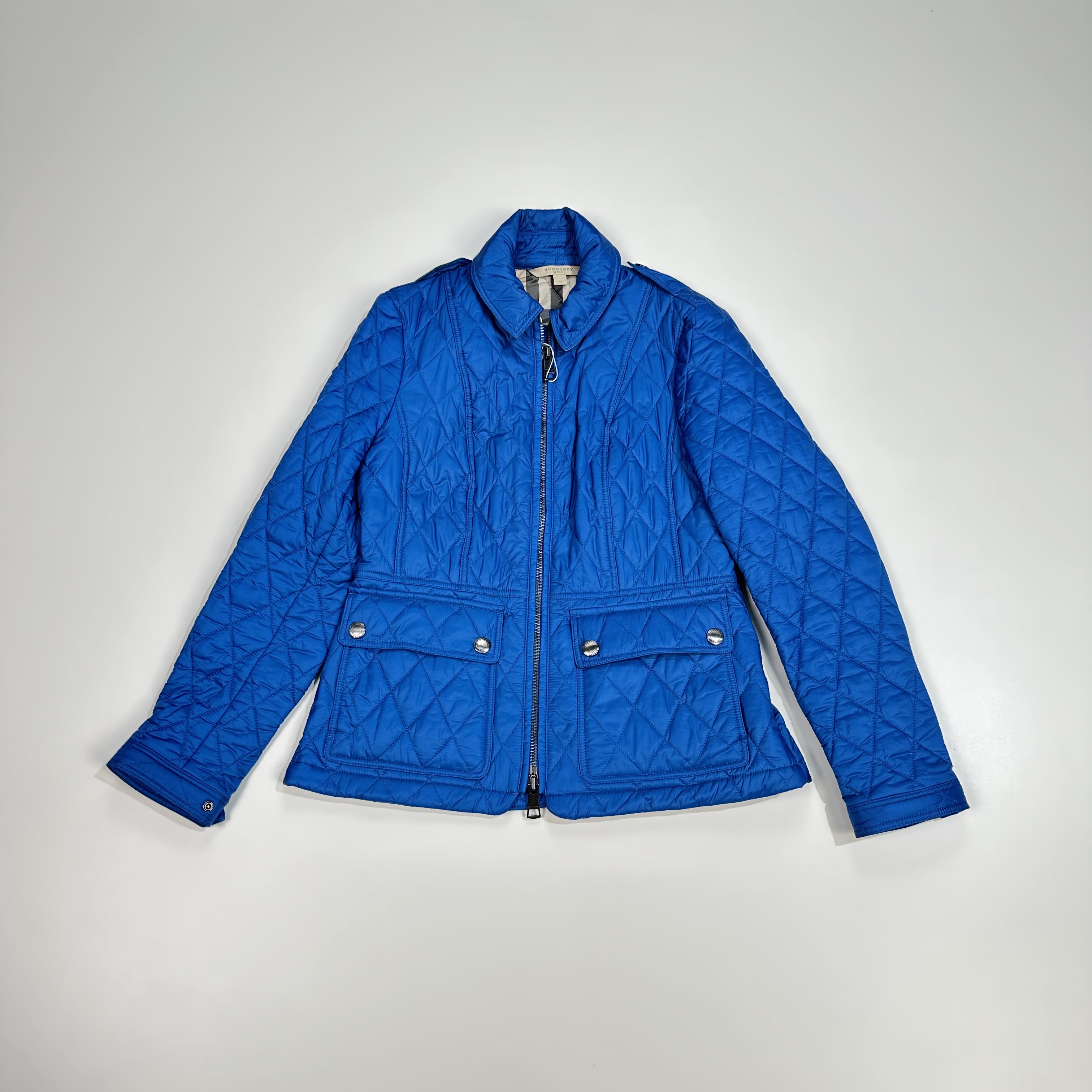 99新 BURBERRY/博柏利 蓝色羽绒棉服上衣 m码 公价11800 99新