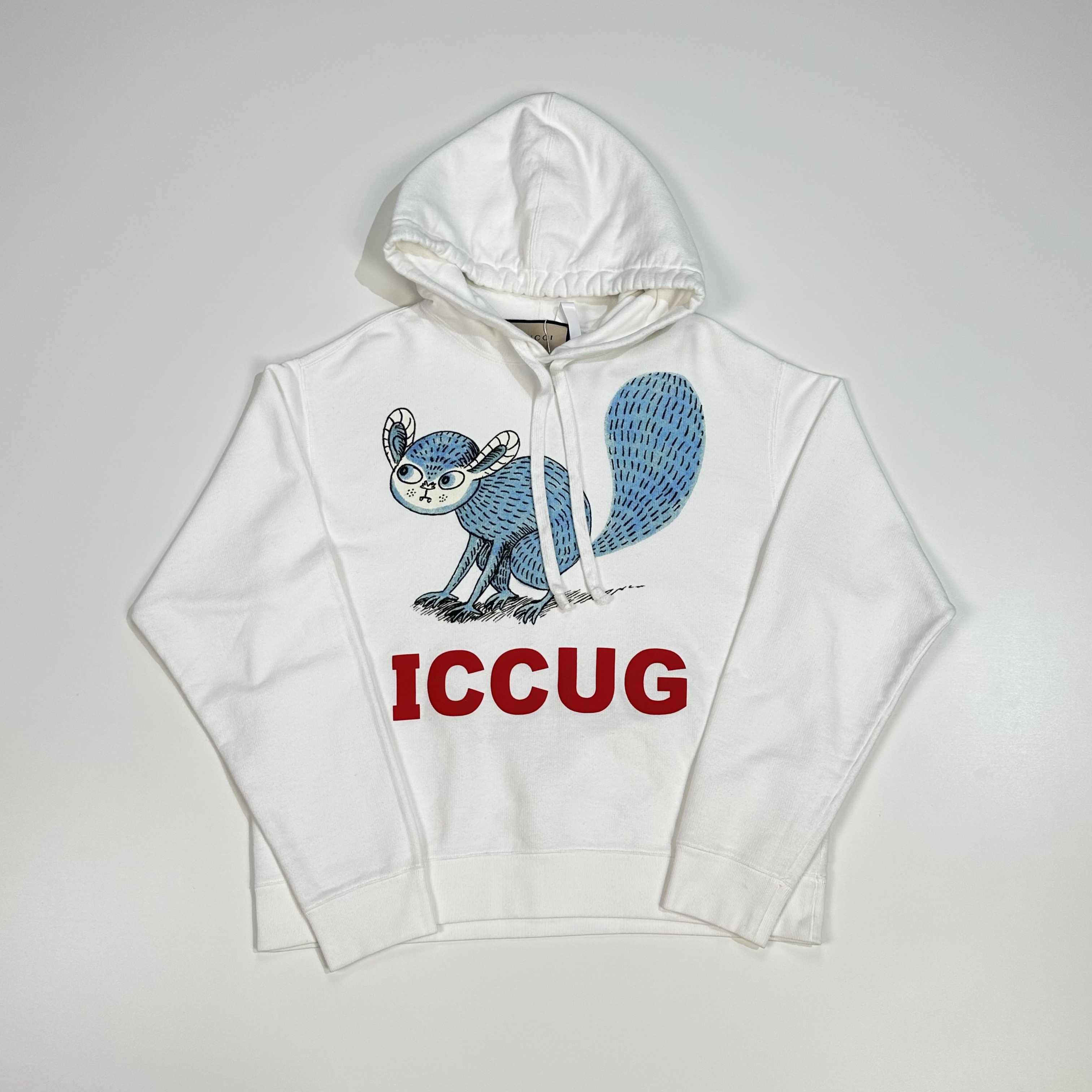 95新 GUCCI/古驰 奢小二/ 联名动物印花连帽卫衣 /XS码/ 公价9700