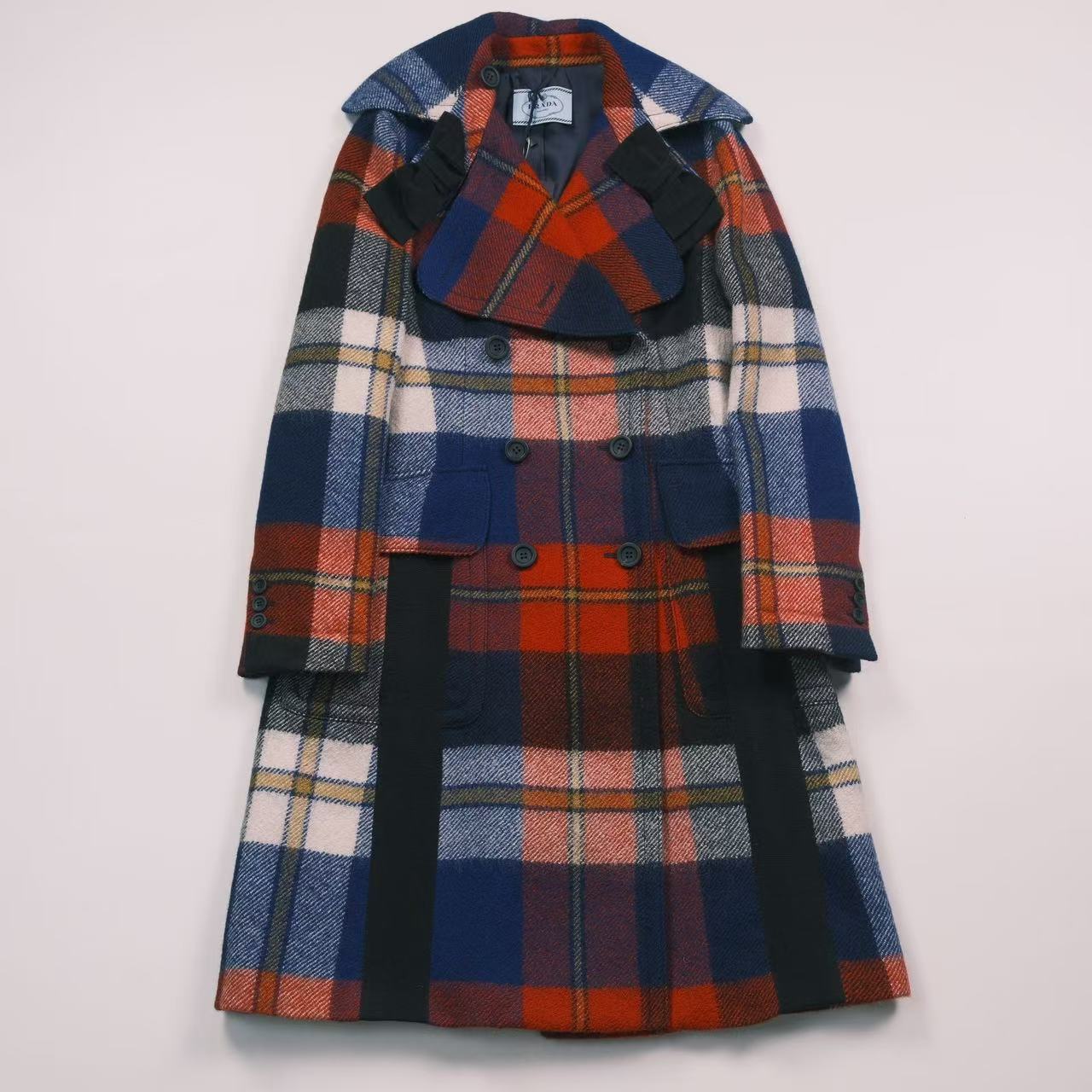 全新未使用 Prada/普拉达 奢小二/ 红格子风衣外套/46码/公价2w