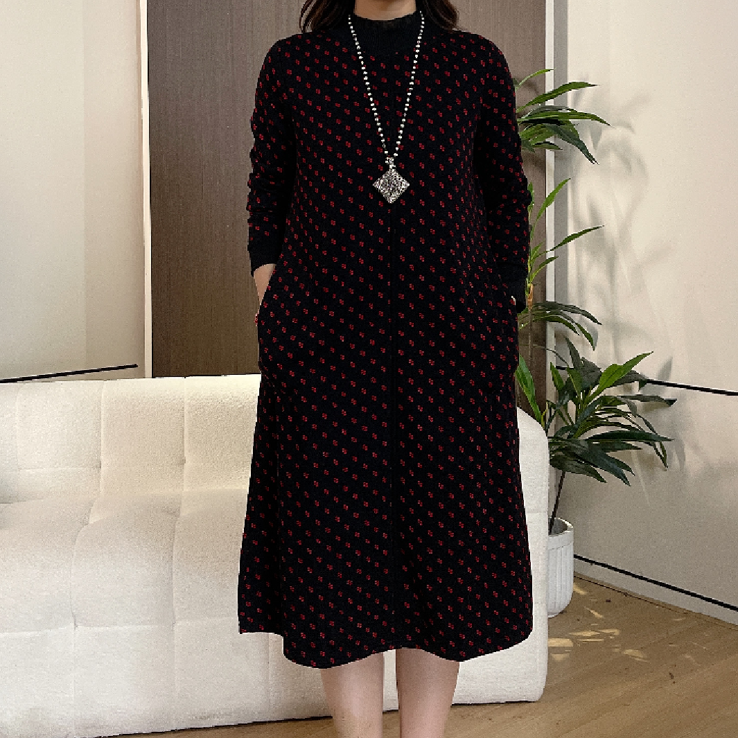 8616秋冬季时尚显瘦气质休闲长袖连衣裙