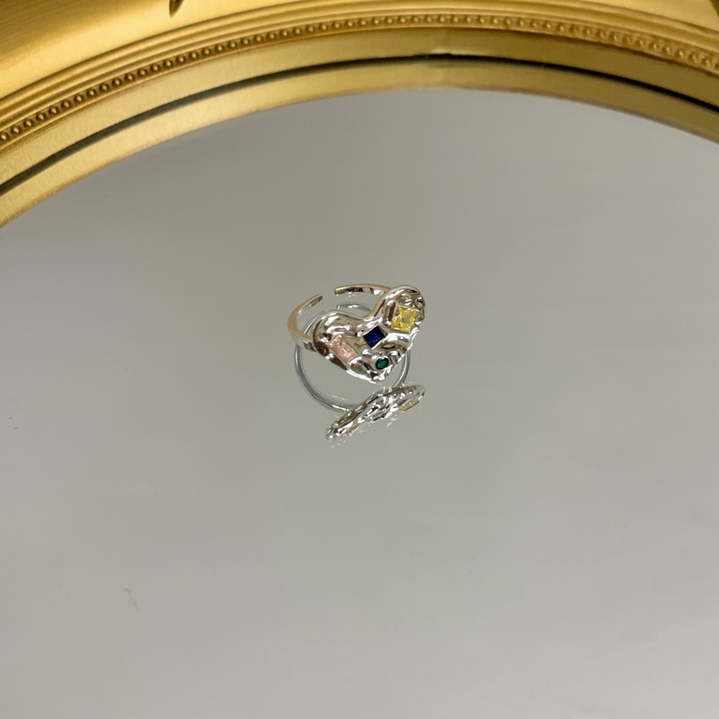 铜合金戒指 991-轻奢时尚小众彩色爱心戒指