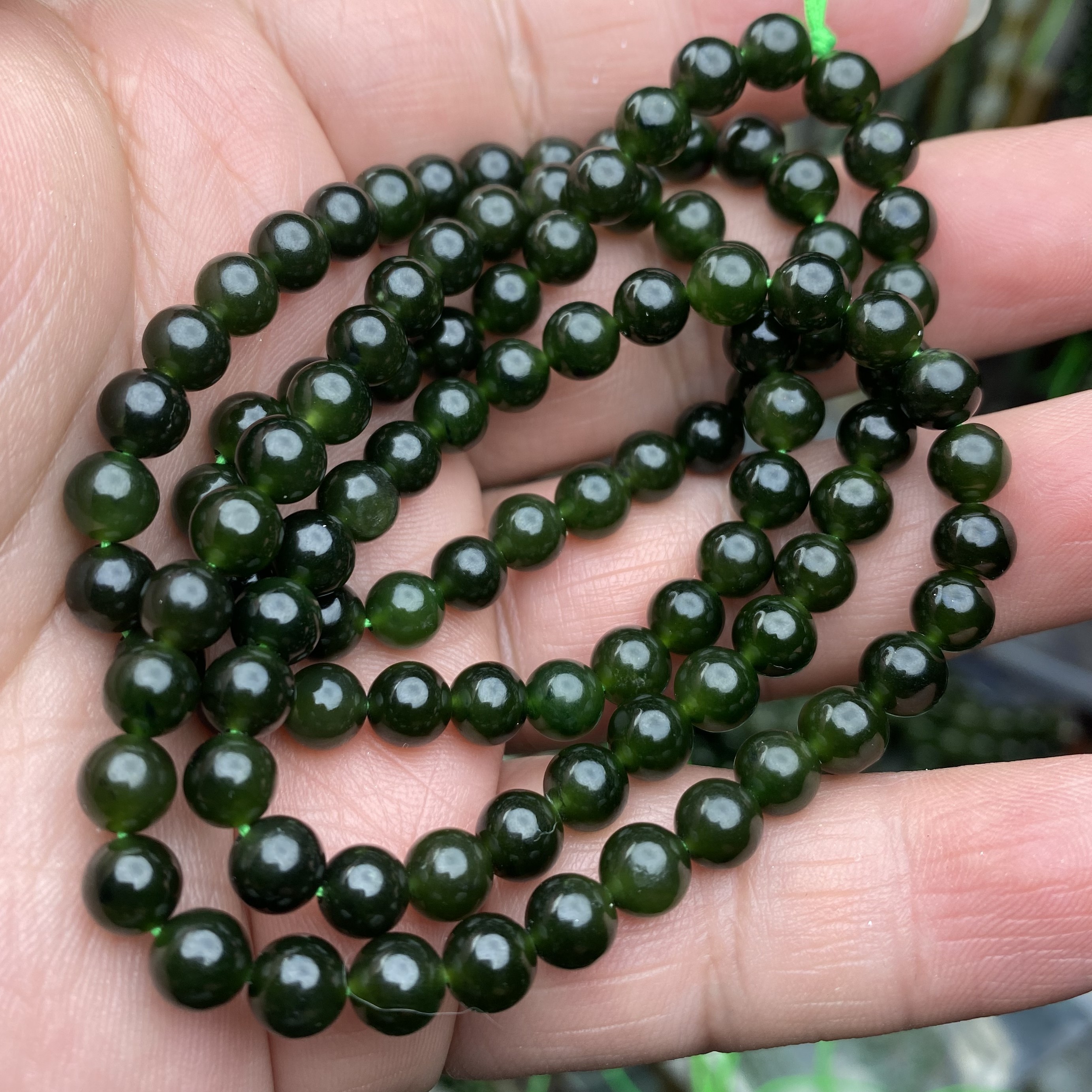 和田玉碧玉项链【糖色碧玉】6mm×108(多样性发货）和田玉散珠长链