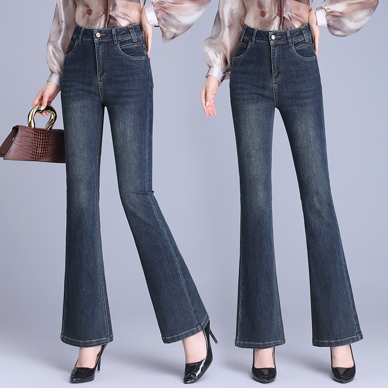 高腰微喇牛仔裤女裤女春秋新款时尚修身显瘦百搭喇叭鱼尾马蹄裤潮