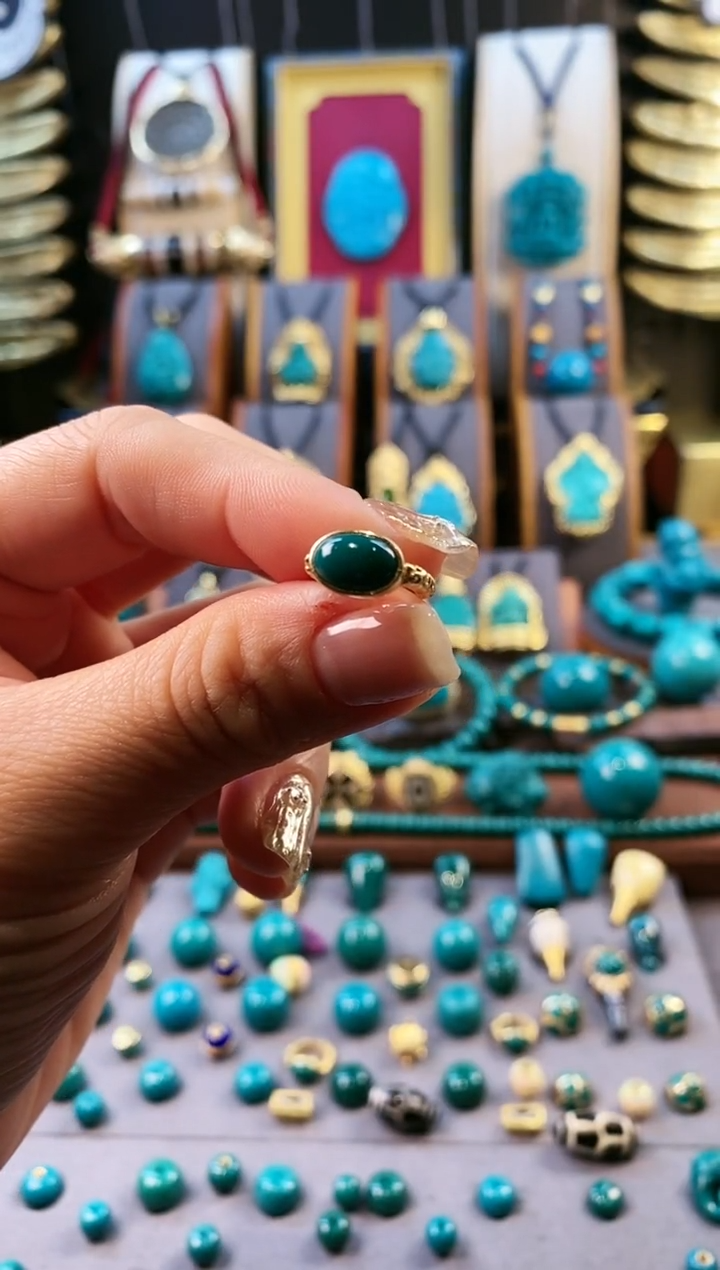 【闪购商品】绿松石.18K金镶嵌卡坏   （大）