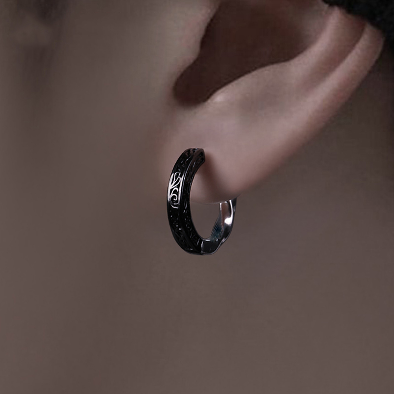 合金耳饰 耳环唐草莫斯乌比环设计感小众复古国潮耳圈耳饰男耳饰