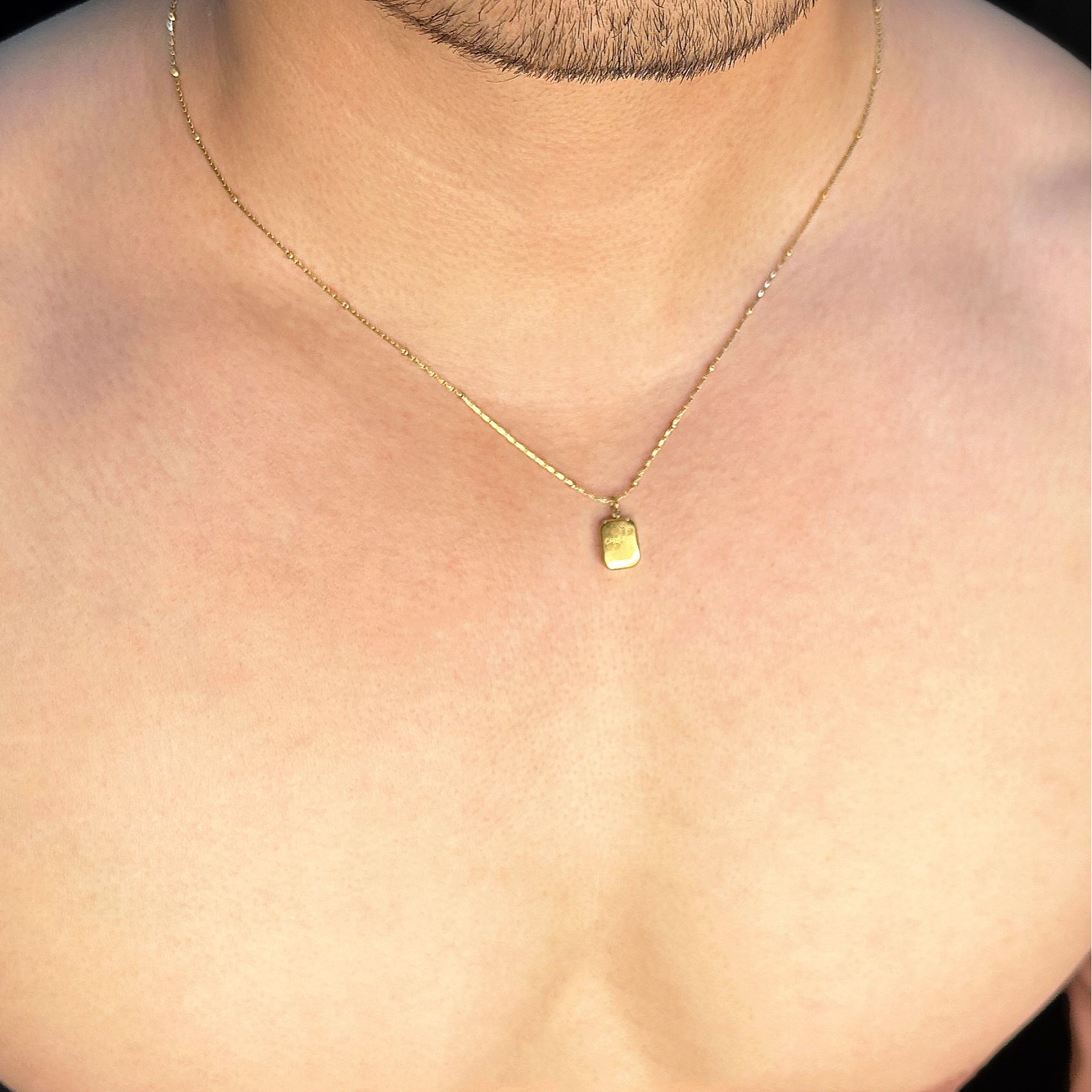 合金项链 小方砖字母项链高级感百搭时尚男女轻奢简约i锁骨链颈链