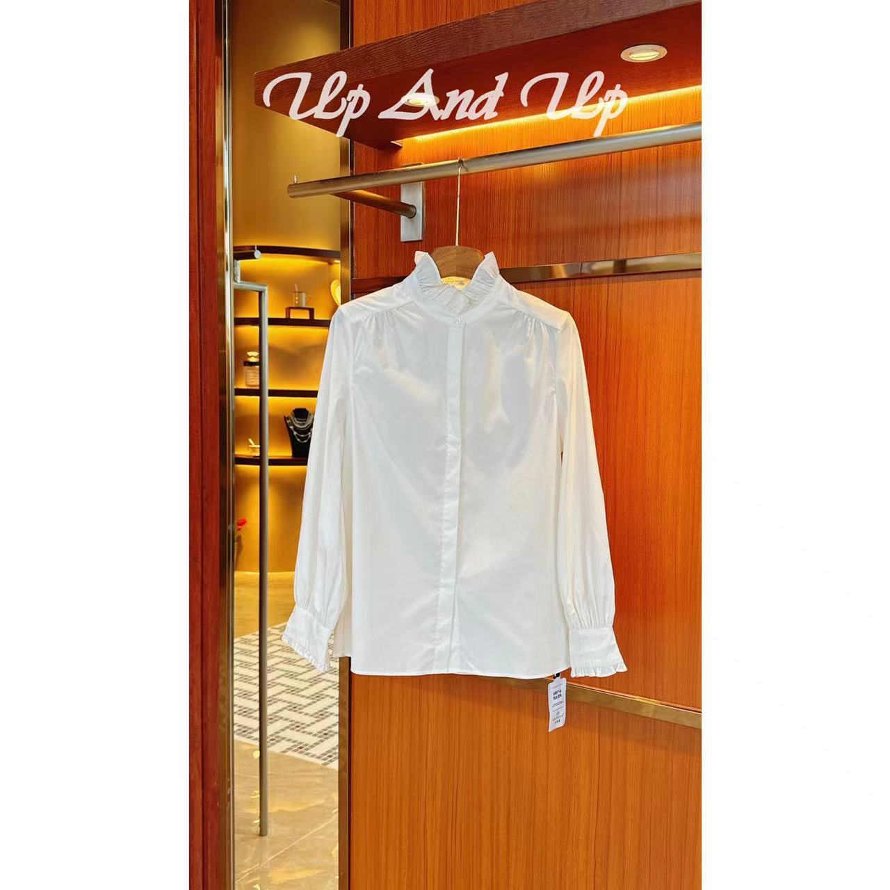 up and up’罗马假日‘时尚白色立领百搭显瘦衬衫上衣