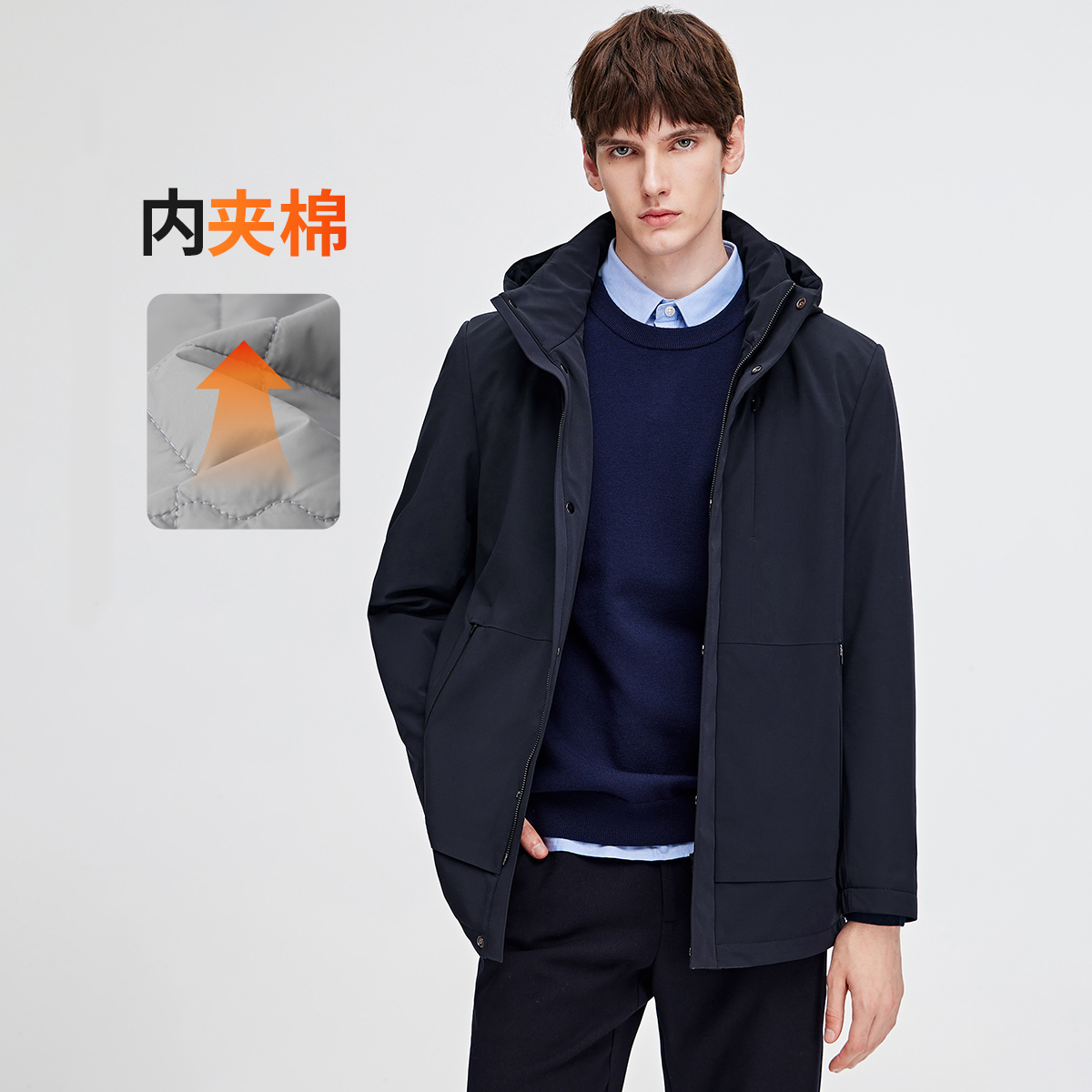 [加厚]navigare意大利小帆船秋冬连帽男士防风保暖外套