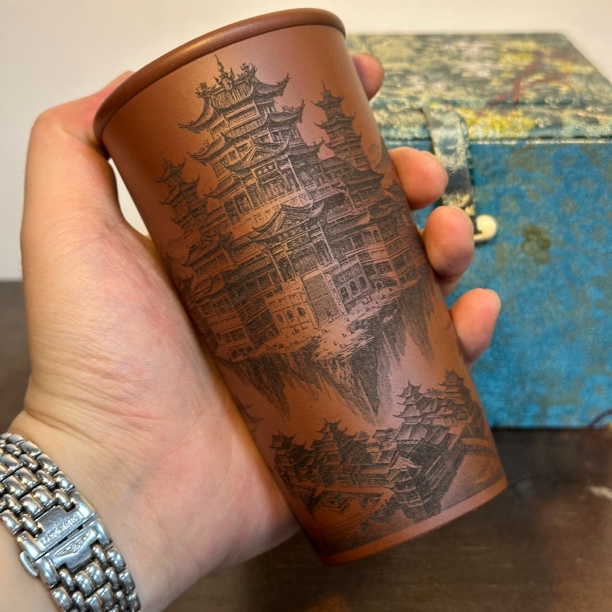 宜兴精品紫砂杯盗墓笔记云顶天宫可乐杯,泥料家藏底槽清,容量260c