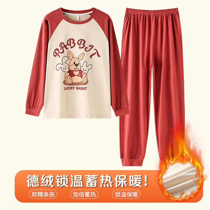 秋冬新款德绒女士睡衣套头休闲舒适简约可外穿家居服套装D8810