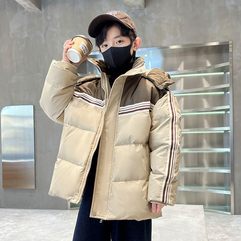 儿童装男童冬装羽绒服2023新款冬季大童洋气中长款免洗外套帅气潮