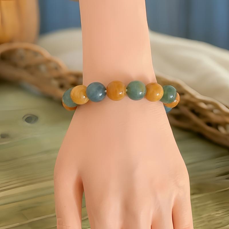 天然岫玉卡12➕花玉多宝玉手串单圈百搭时尚手工