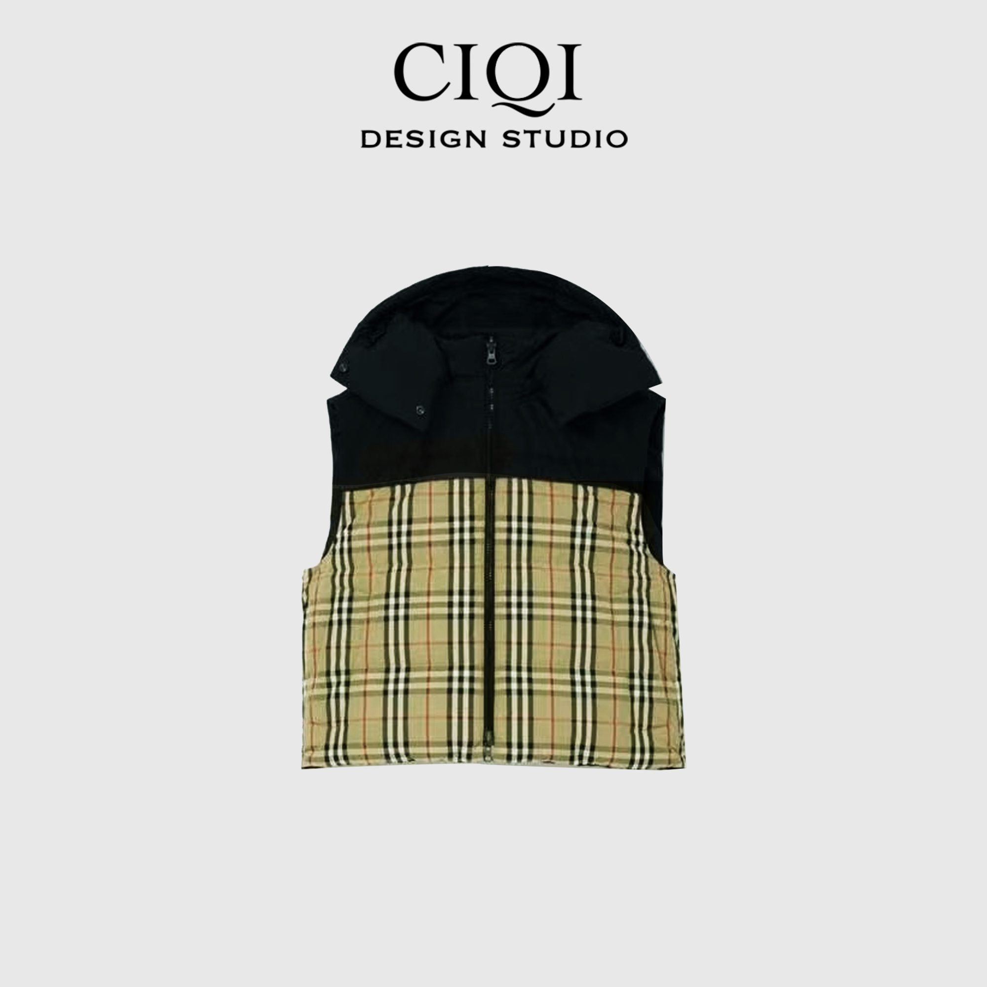 CIQI STUDIO  「巴家马甲」设计师轻奢经典格纹双面穿马甲 G0668