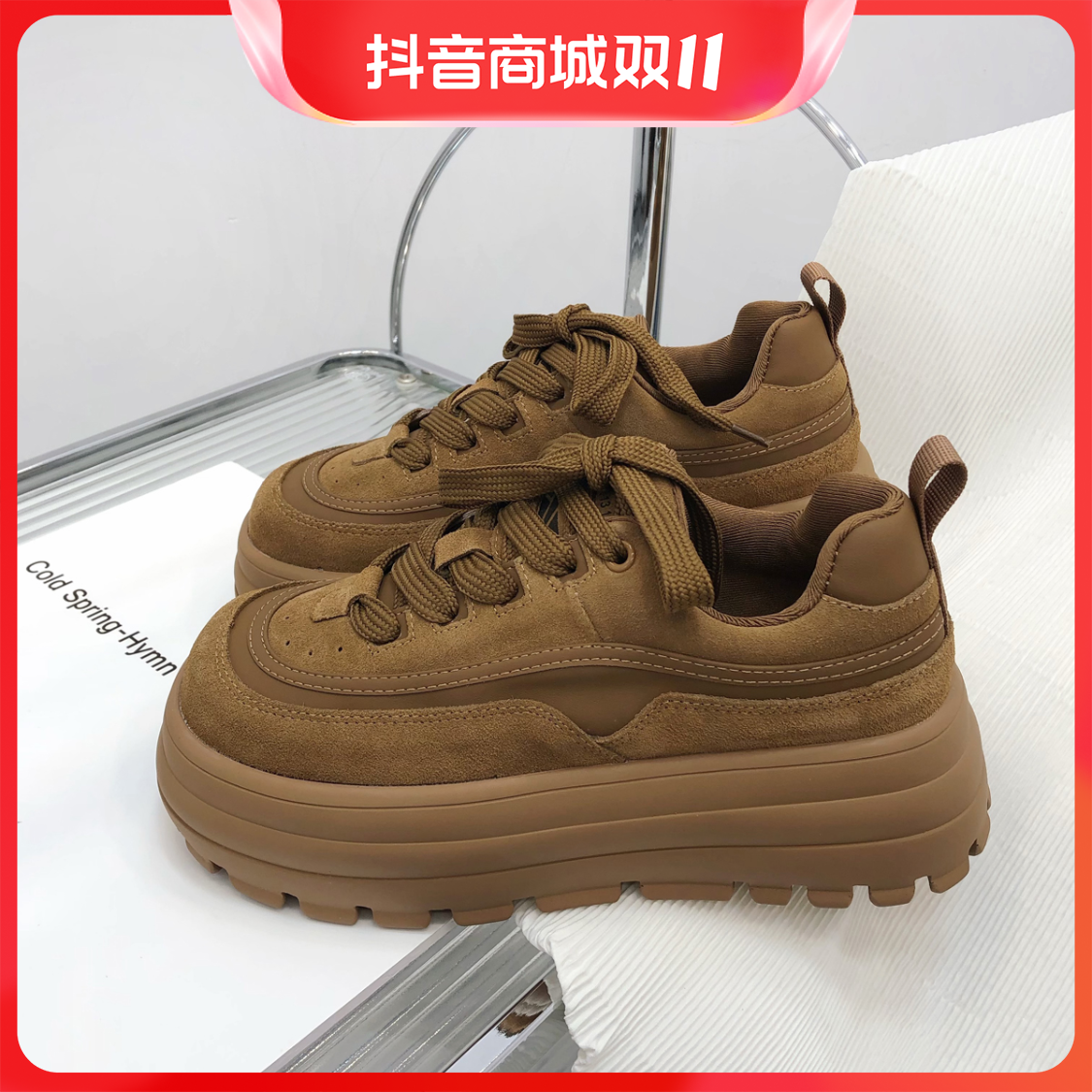 百丽纯爱2023新款学院风复古厚底女鞋松糕休闲鞋大头面包鞋增高老