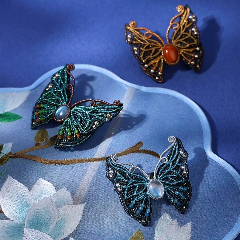 栖石原创中级编绳教程蝴蝶动物风格自然首饰手工编绳饰品