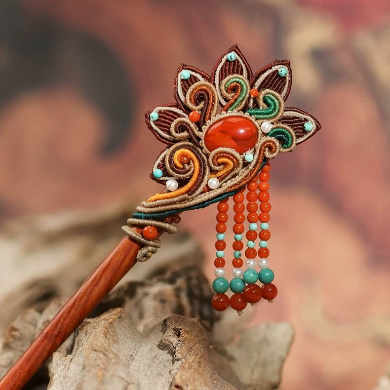 栖石原创中级编绳教程敦煌国风绫罗发簪首饰编绳饰品