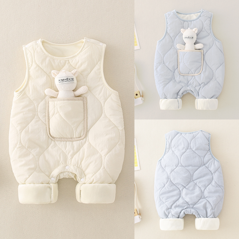 婴儿连体衣背带裤背心马甲宝宝秋棉裤新生儿冬外穿夹棉裤子季装春