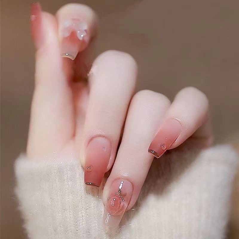 【蜜恋桃桃】中长（24片全尺码）穿戴甲美甲贴片甲片指甲贴穿戴式