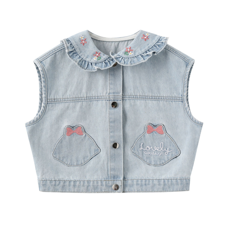 【花园农场】阿路和如新款女童甜美风牛仔马甲舒适