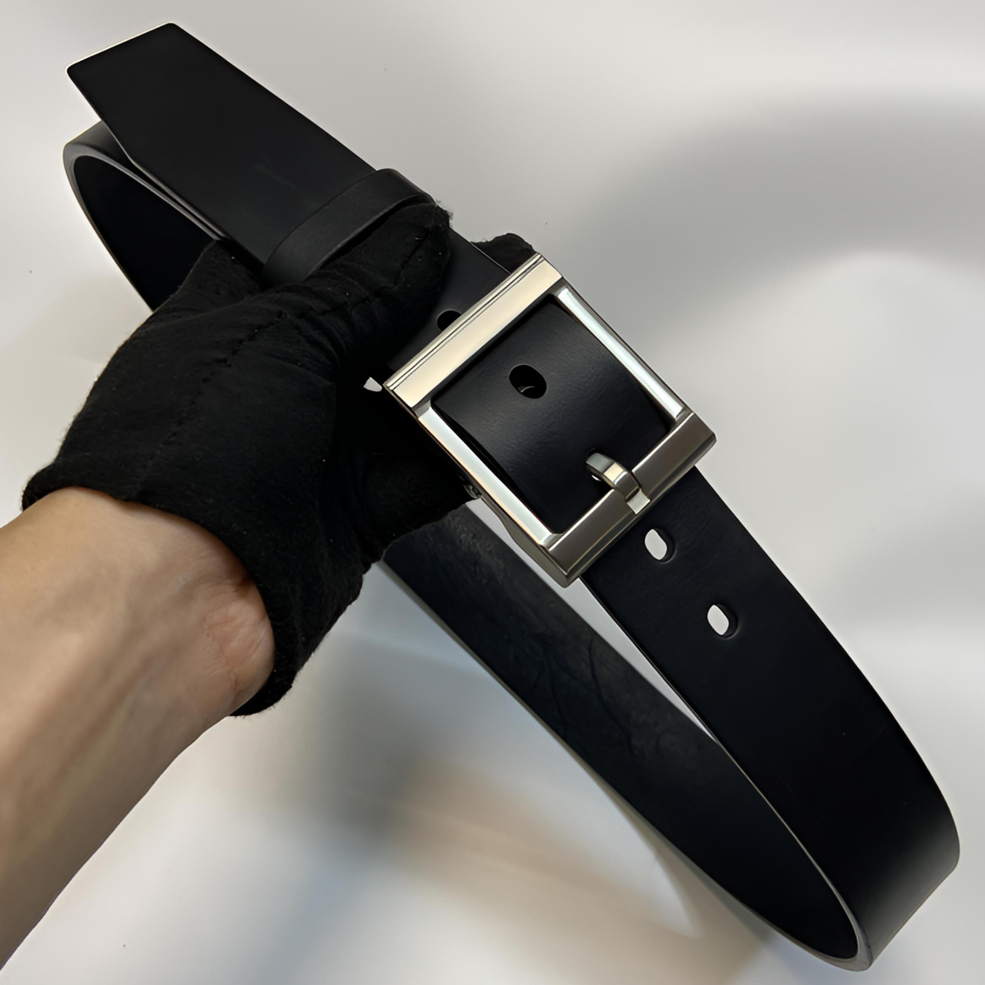 单层美鞍头层牛皮/钢扣/男士牛皮腰带皮带手工定制简约百搭结实