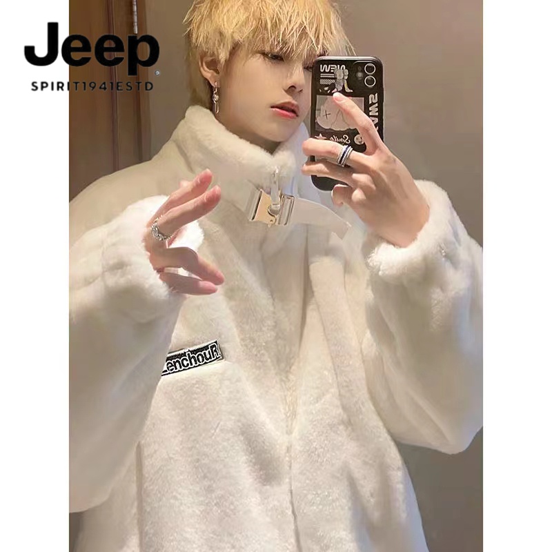 仿兔毛情侣棉衣男冬季潮牌oversize立领软糯棉服美式高级痞帅棉袄